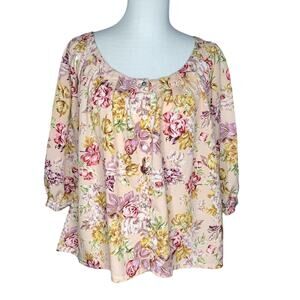 MINKPINK Antique Floral Pattern Blouse 3/4 Sleeves EUC